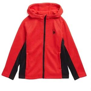 Spyder Red constant stryke knit jacket boy size medium 10/12 knit hoodie